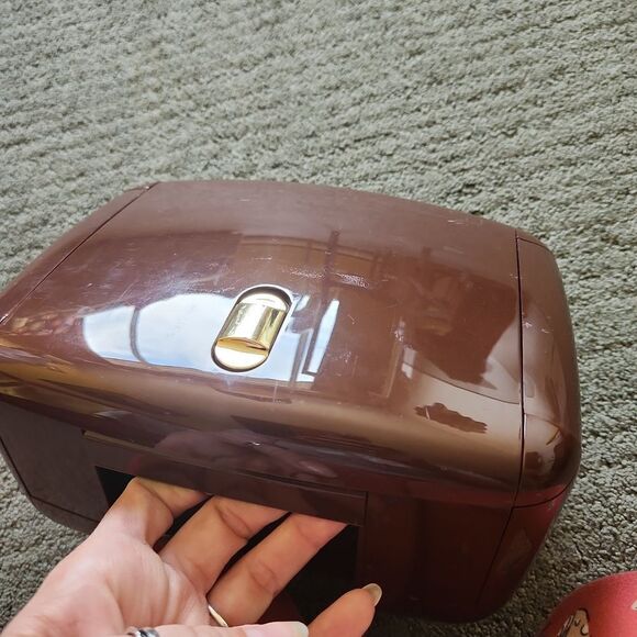 RARE Vintage MCM Choc Brown Plastic "The Jewel Kit" Lock Storage Travel Box - Picture 14 of 16
